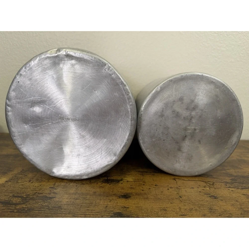 Vintage 1950s Mid CenturyAluminum Brushed Coffee & Flour Canister Kitchen Set - Picture 4 of 6